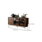 Buffet moderne en bois avec comptoir en pierre et portes coulissantes