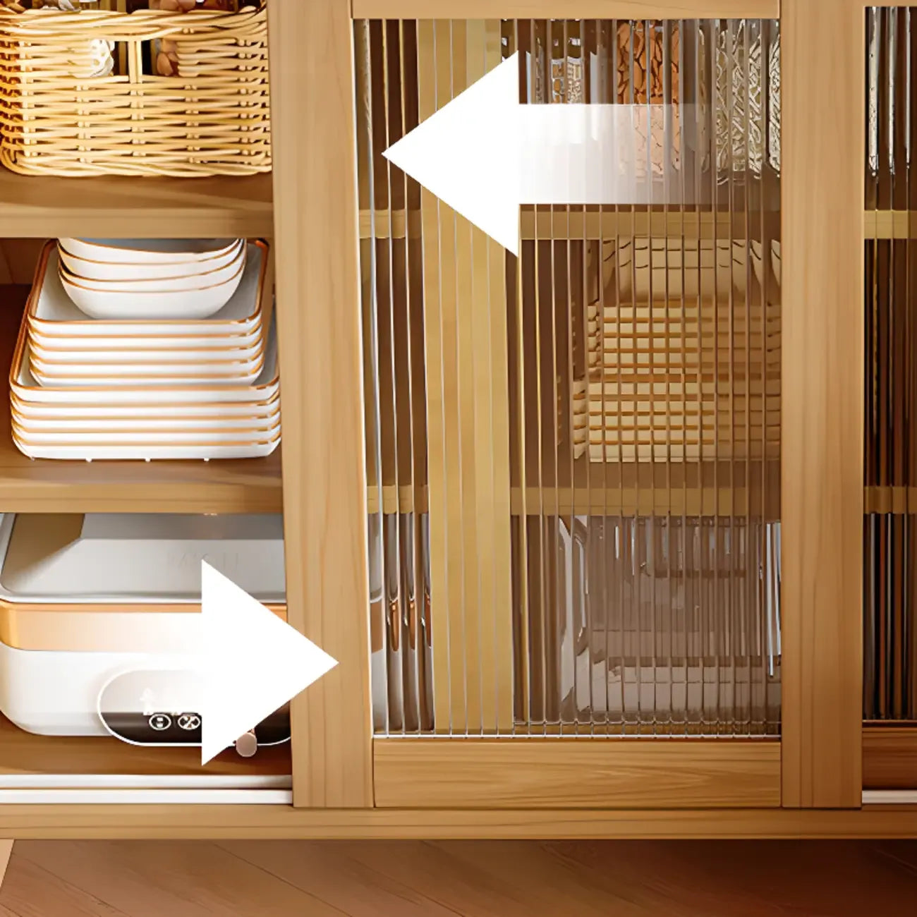 Buffet moderne à panneaux plats avec portes coulissantes