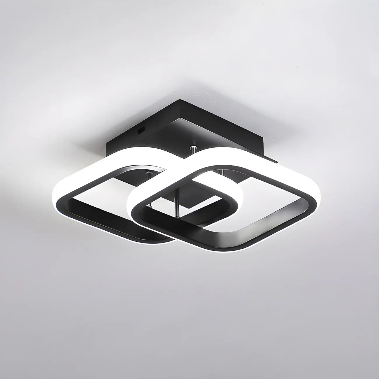 Plafonnier semi-encastré LED géométrique en métal noir