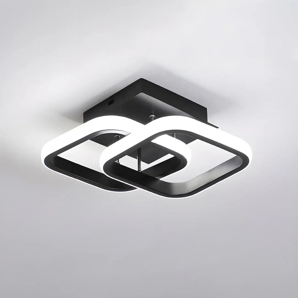 Plafonnier semi-encastré LED géométrique en métal noir