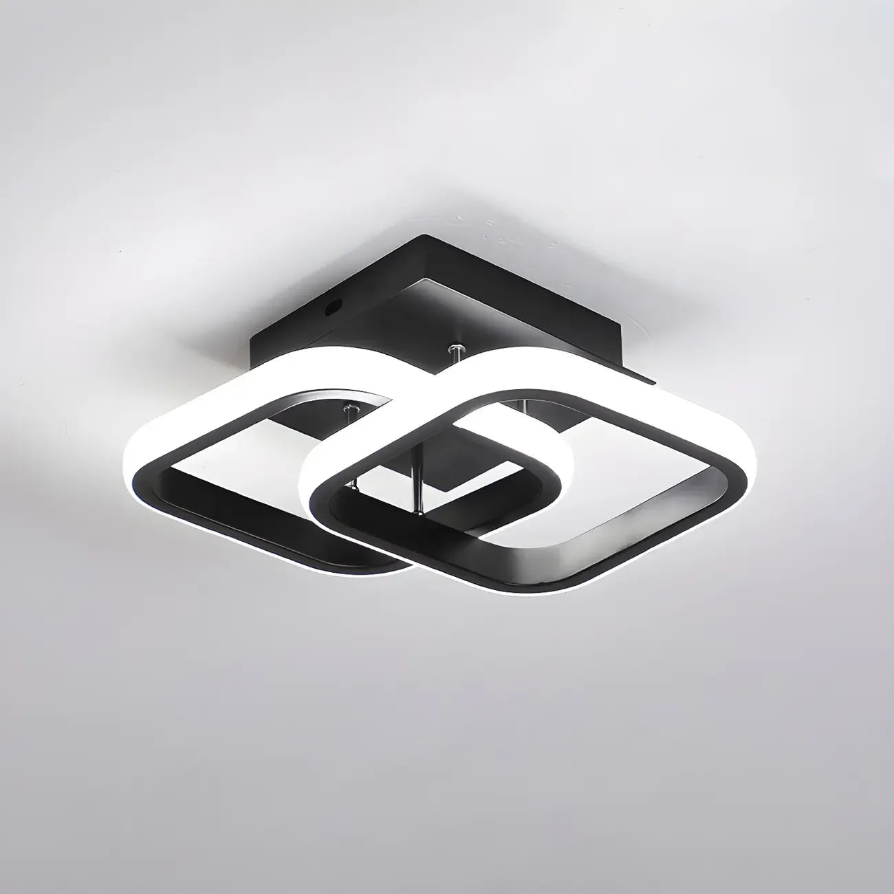 Plafonnier semi-encastré LED géométrique en métal noir