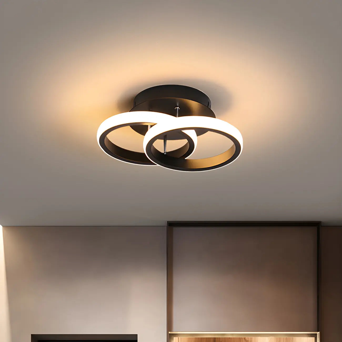 Plafonnier semi-encastré LED géométrique en métal noir