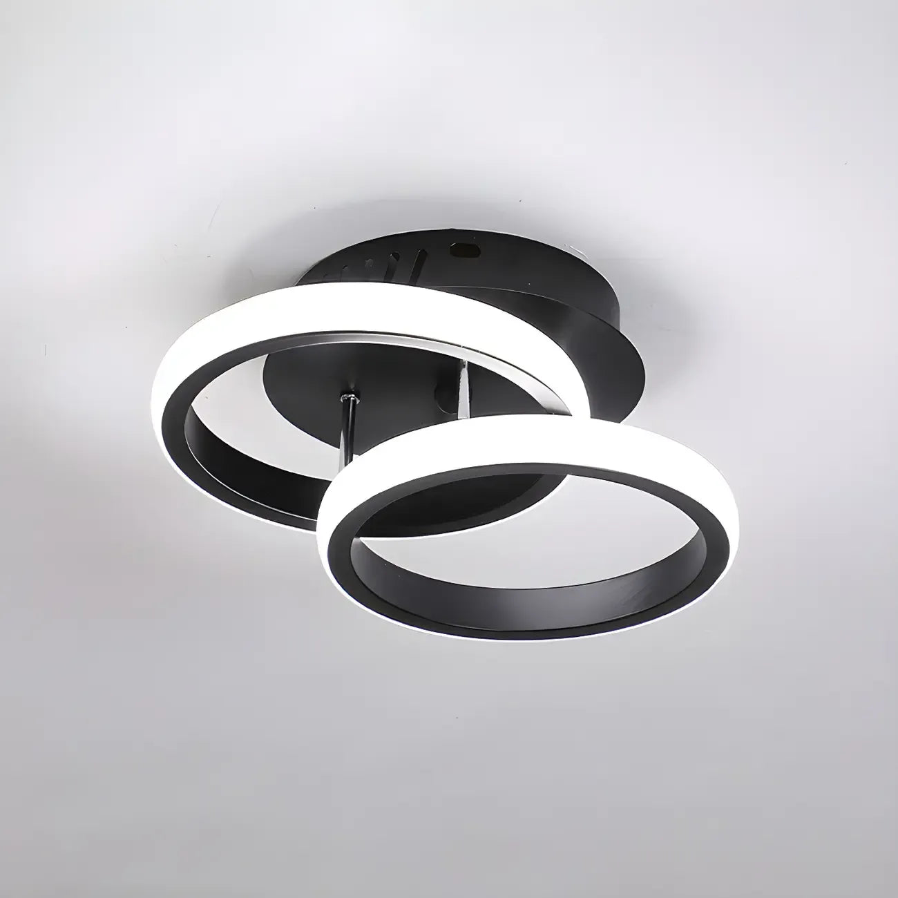 Plafonnier semi-encastré LED géométrique en métal noir