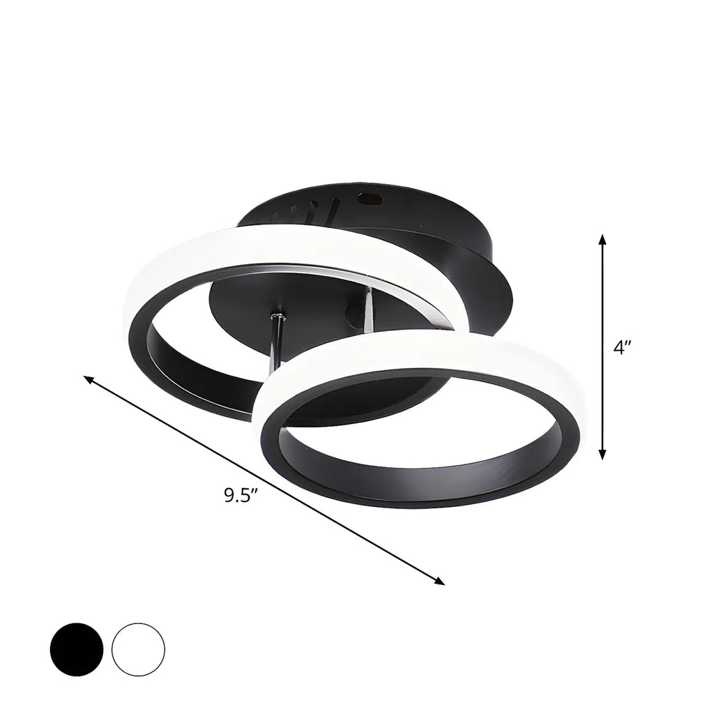 Plafonnier semi-encastré LED géométrique en métal noir