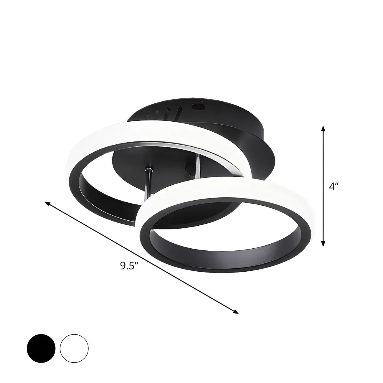 Plafonnier semi-encastré LED géométrique en métal noir