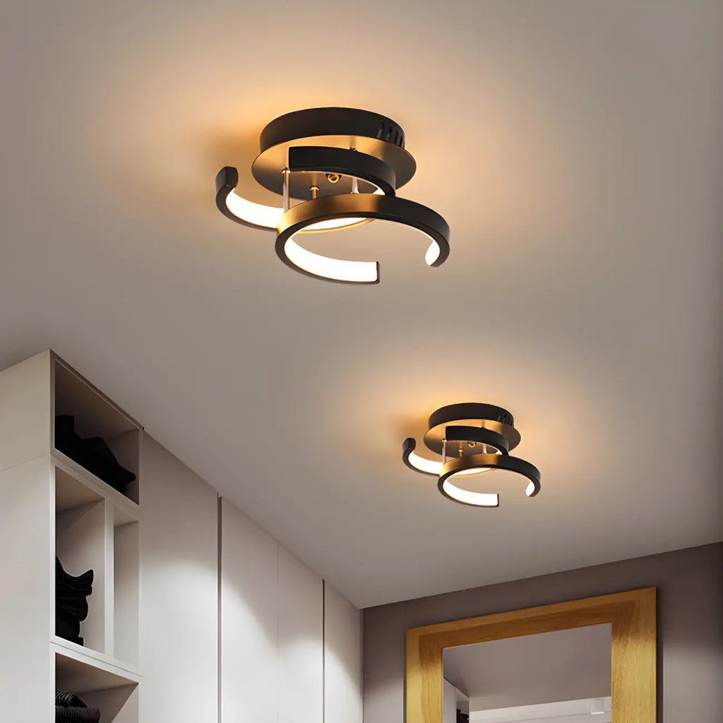 Plafonnier semi-encastré LED géométrique en métal noir