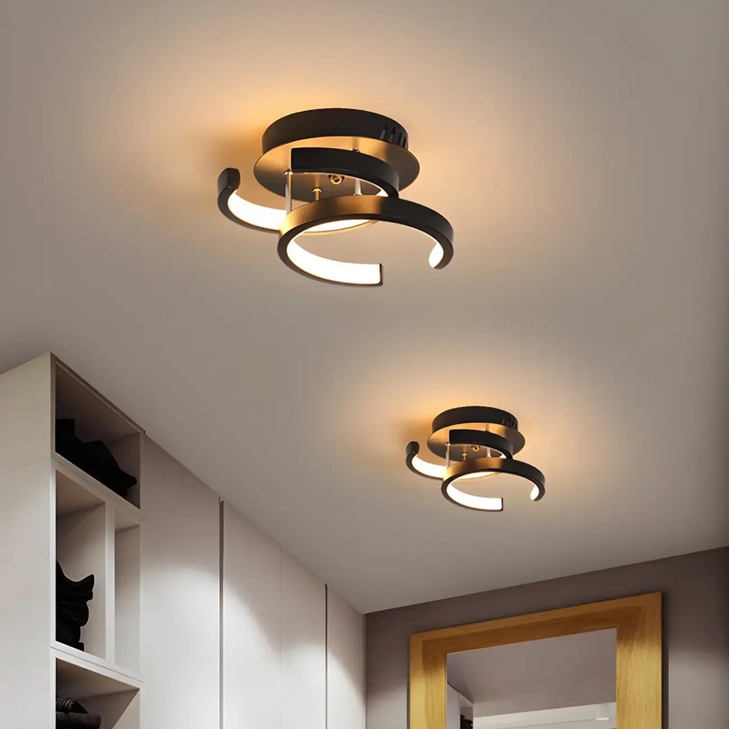 Plafonnier semi-encastré LED géométrique en métal noir