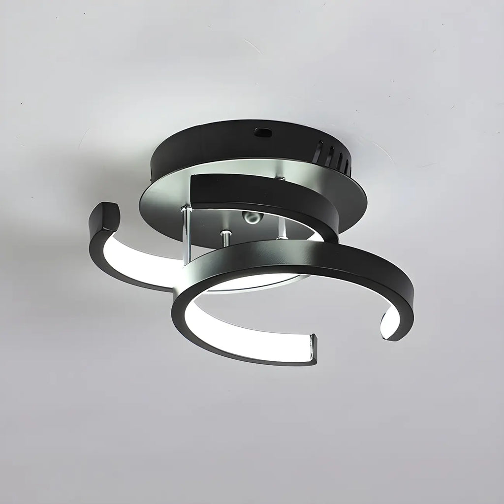 Plafonnier semi-encastré LED géométrique en métal noir
