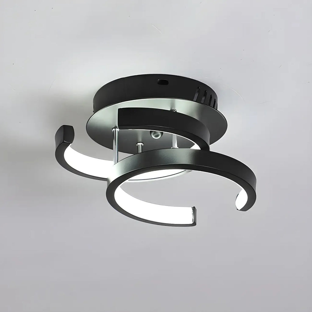 Plafonnier semi-encastré LED géométrique en métal noir