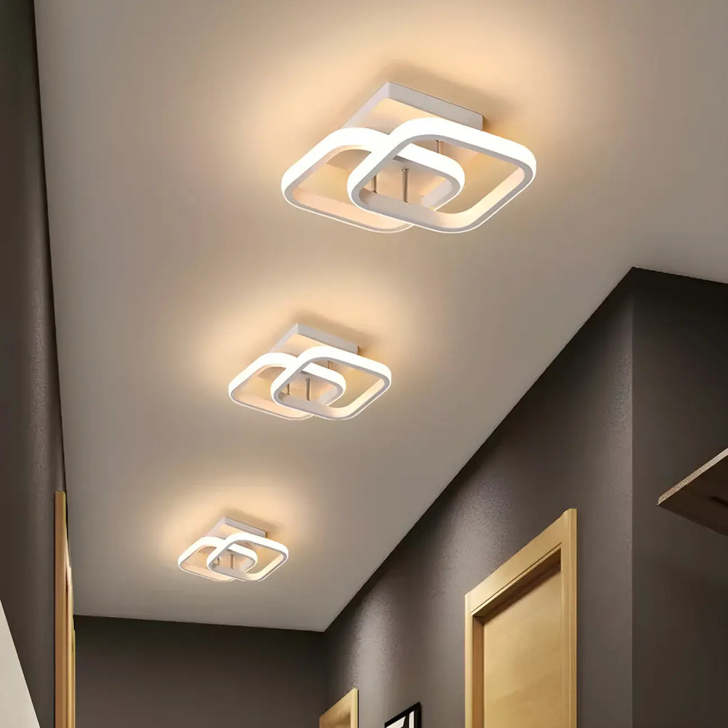 Plafonnier semi-encastré LED géométrique en métal noir