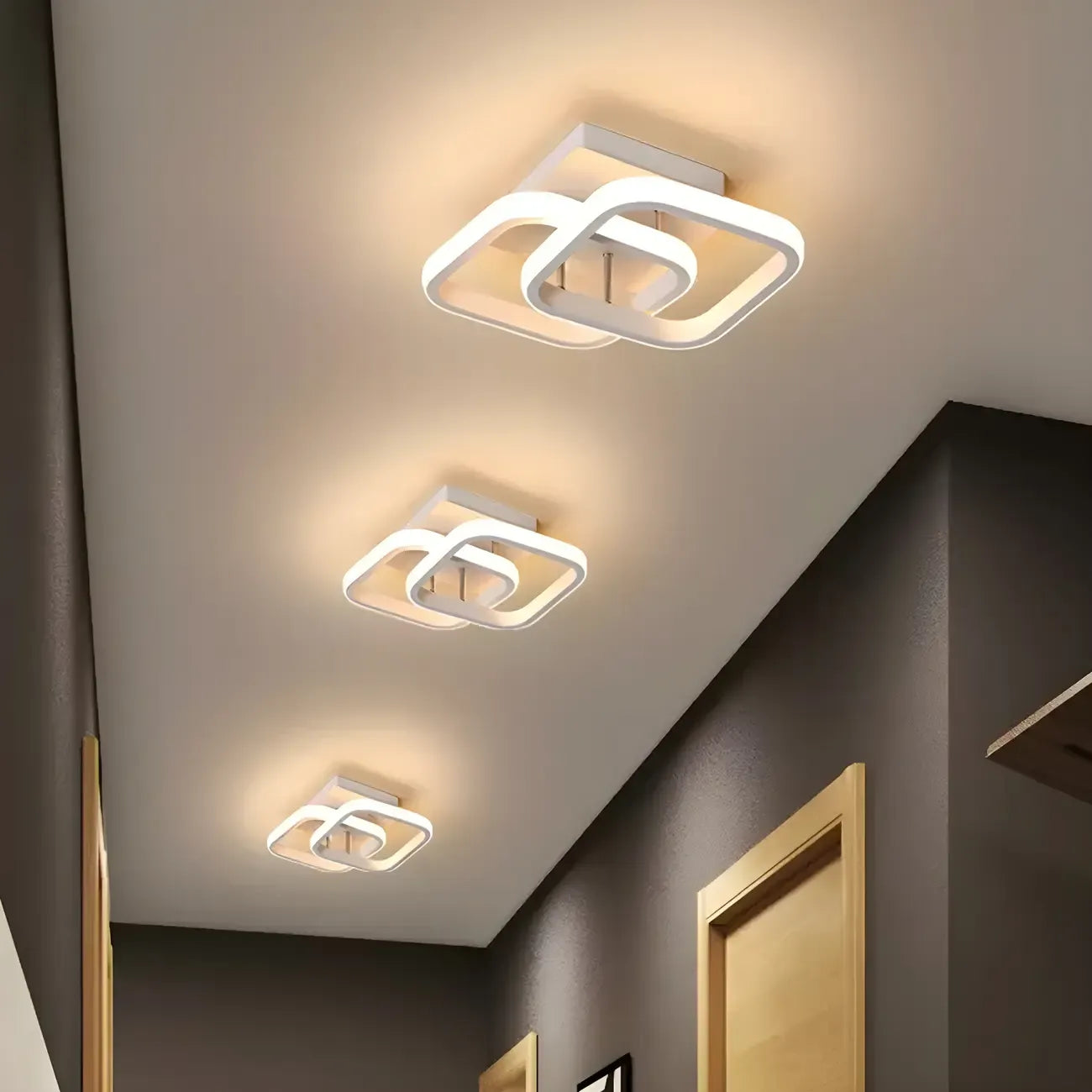 Plafonnier semi-encastré LED géométrique en métal noir