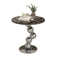 Table d'appoint ronde contemporaine avec plateau en marbre et piètement en métal