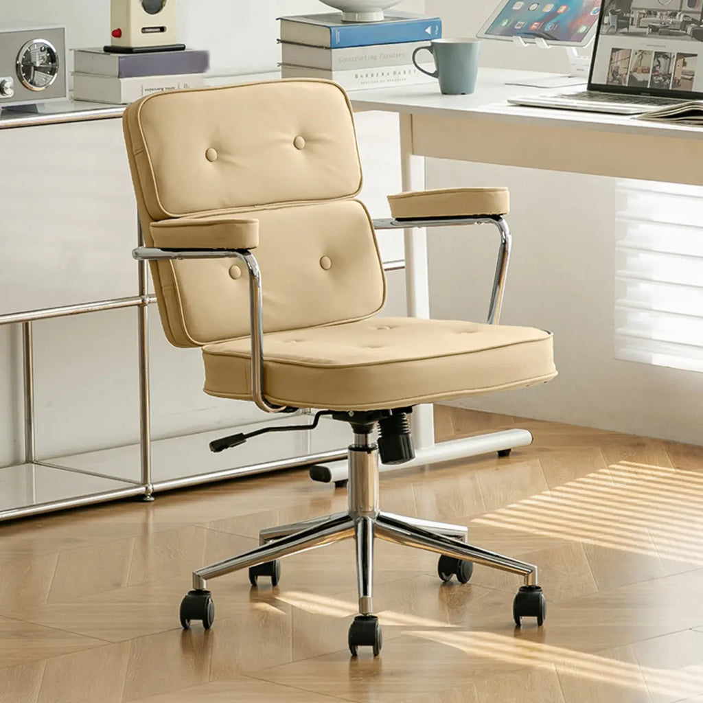 Fauteuil de bureau pivotant moderne en cuir avec accoudoirs