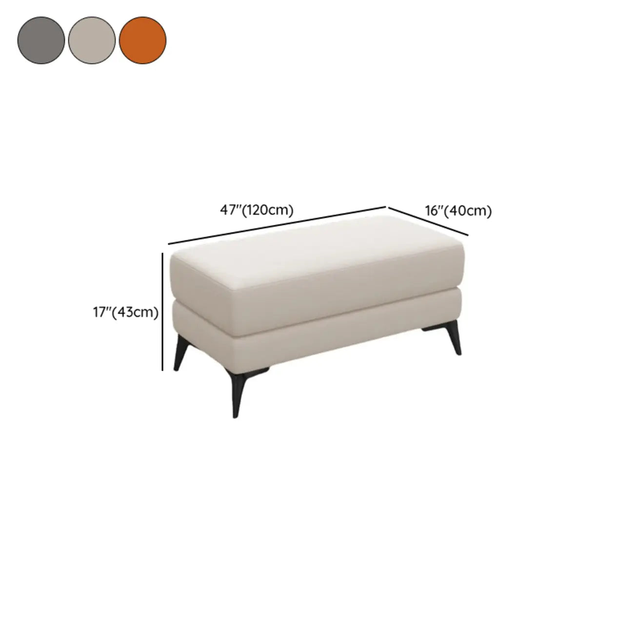 Banc de chambre moderne rembourré de couleur unie