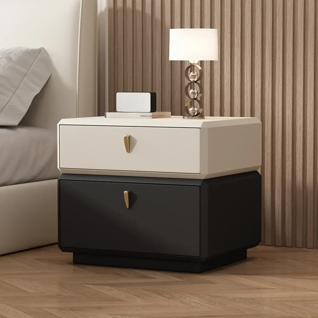 Table de chevet moderne en cuir à 2 niveaux avec rangement