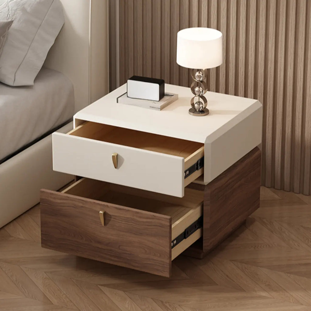 Table de chevet moderne en cuir à 2 niveaux avec rangement