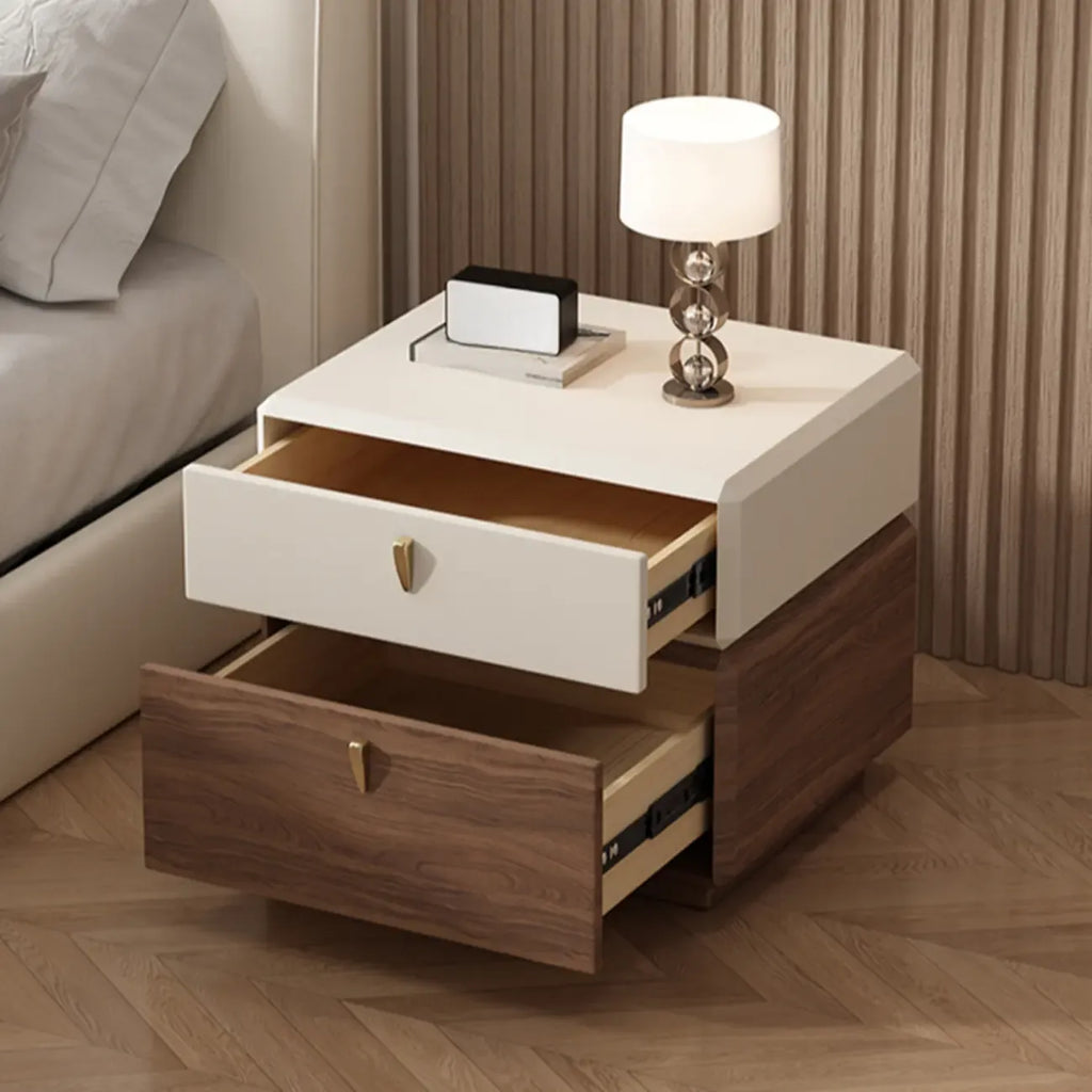 Table de chevet moderne en cuir à 2 niveaux avec rangement