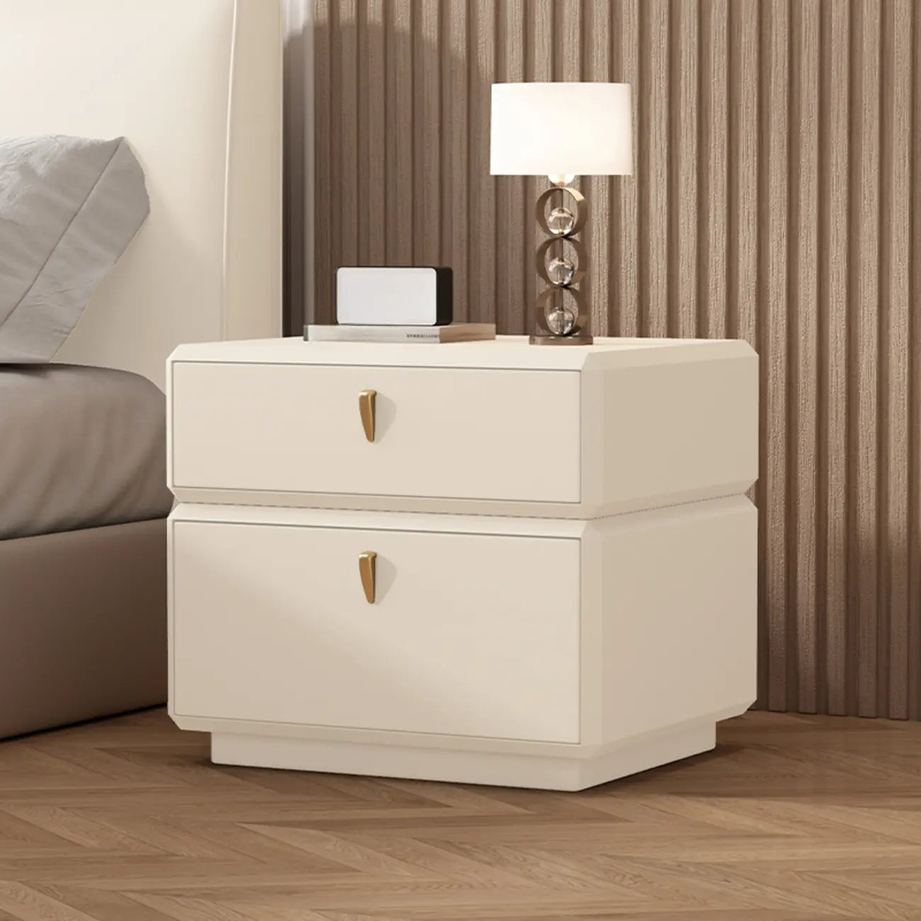 Table de chevet moderne en cuir à 2 niveaux avec rangement