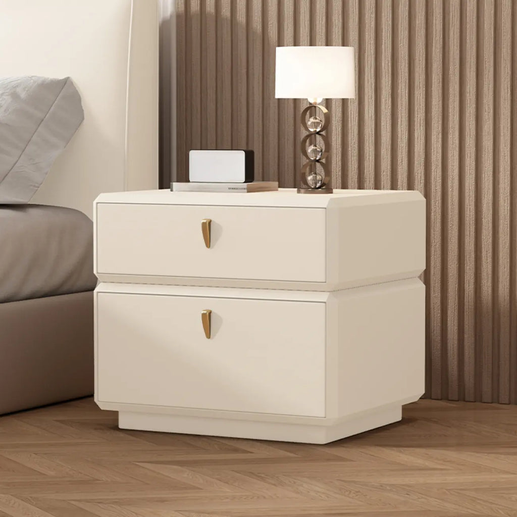 Table de chevet moderne en cuir à 2 niveaux avec rangement
