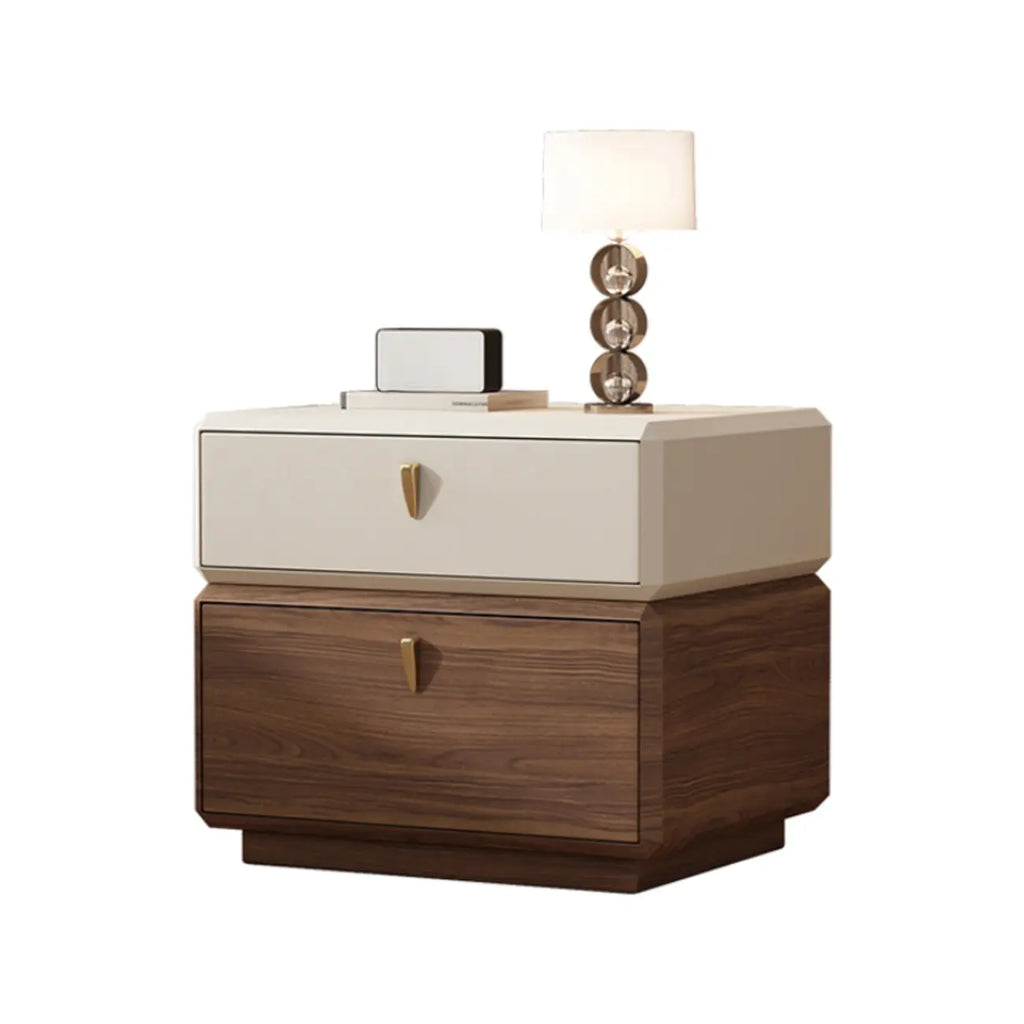 Table de chevet moderne en cuir à 2 niveaux avec rangement