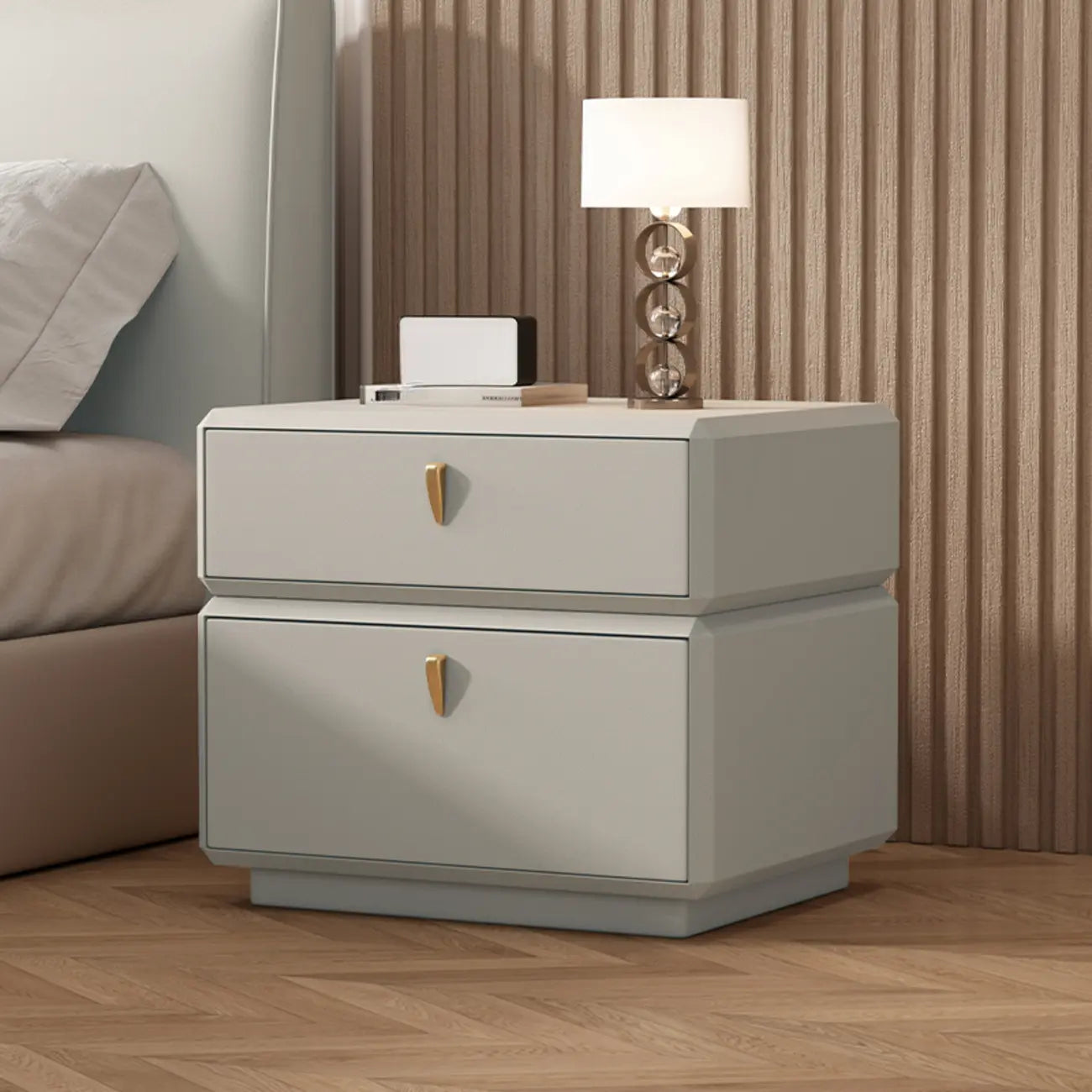 Table de chevet moderne en cuir à 2 niveaux avec rangement