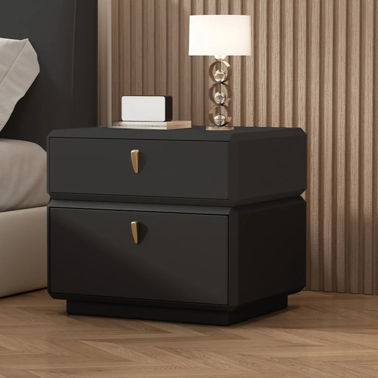 Table de chevet moderne en cuir à 2 niveaux avec rangement