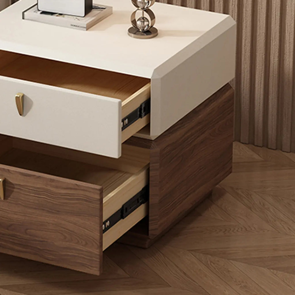 Table de chevet moderne en cuir à 2 niveaux avec rangement