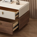 Table de chevet moderne en cuir à 2 niveaux avec rangement
