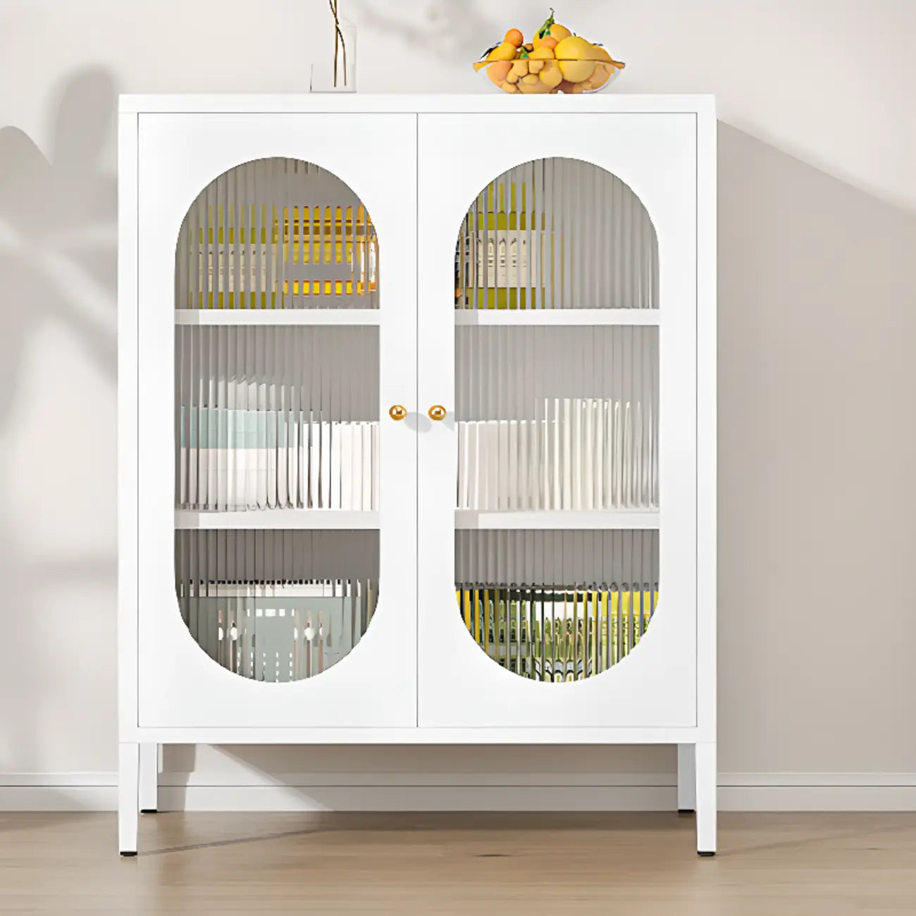Buffet moderne en métal avec étagère réglable, 2/3 portes