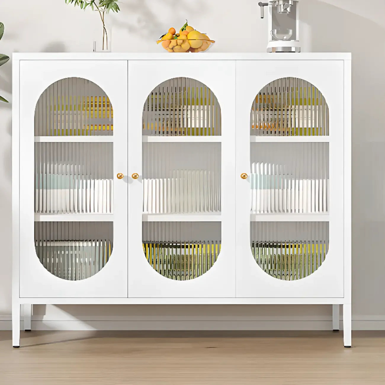 Buffet moderne en métal avec étagère réglable, 2/3 portes