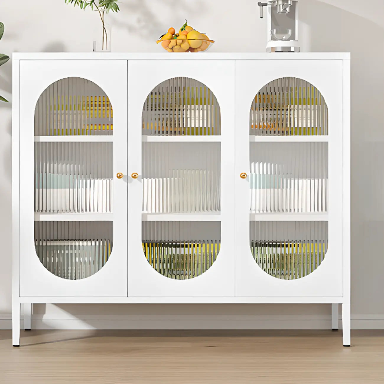 Buffet moderne en métal avec étagère réglable, 2/3 portes