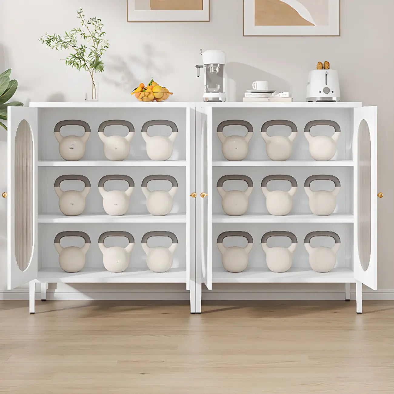 Buffet moderne en métal avec étagère réglable, 2/3 portes