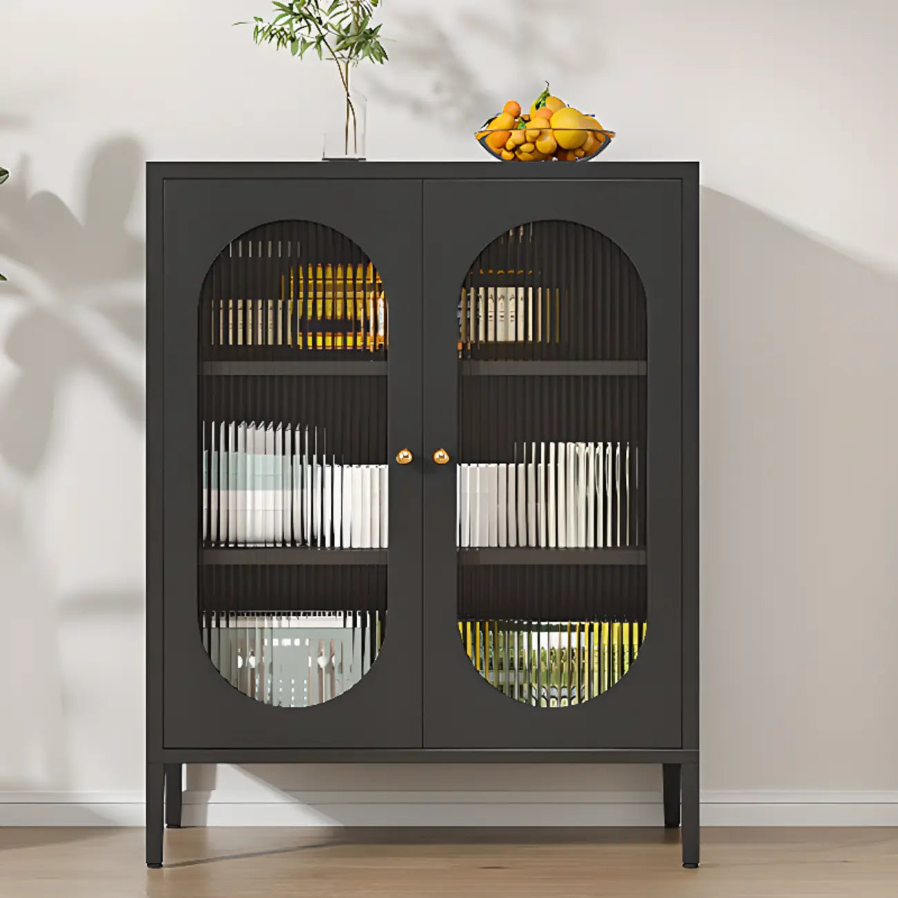 Buffet moderne en métal avec étagère réglable, 2/3 portes