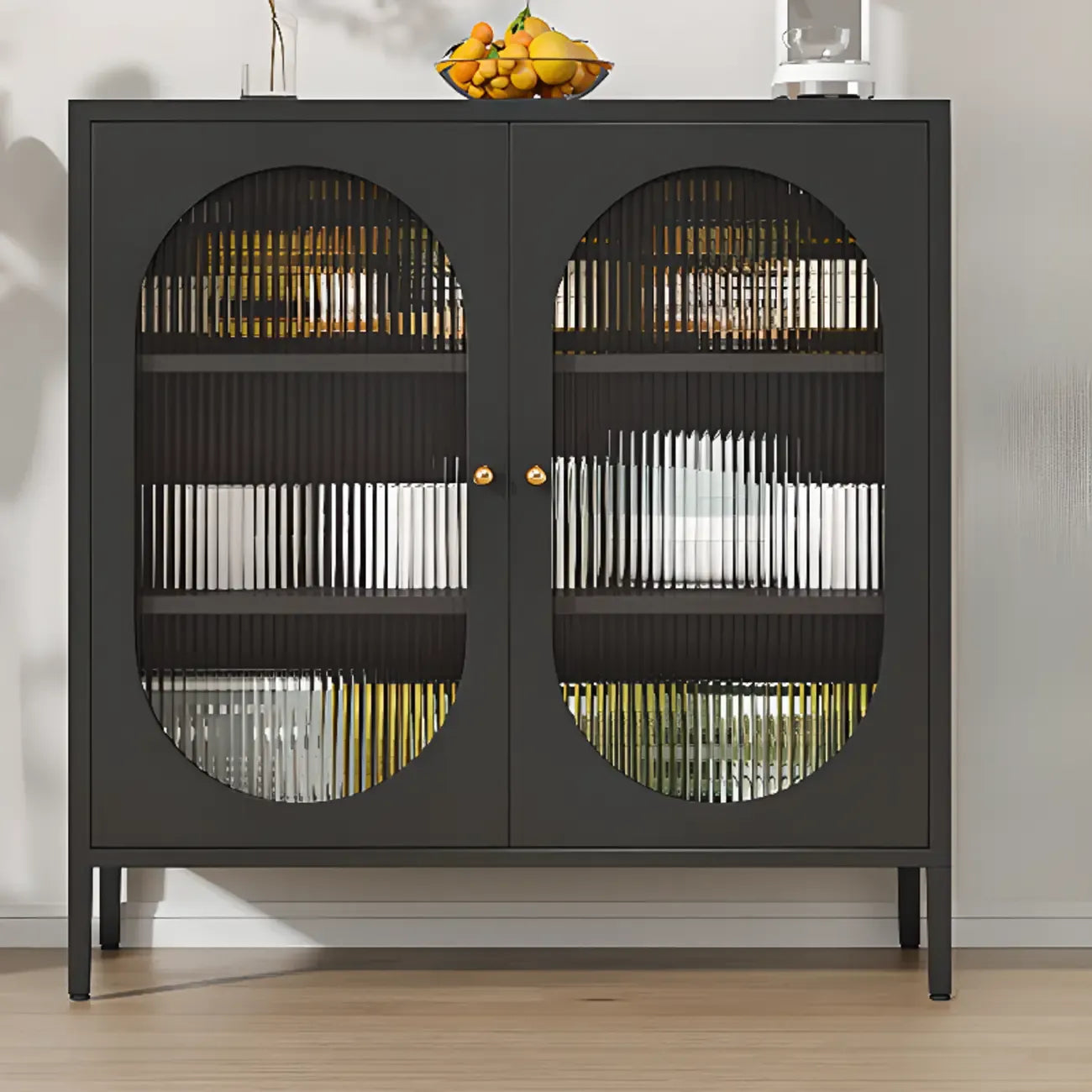 Buffet moderne en métal avec étagère réglable, 2/3 portes