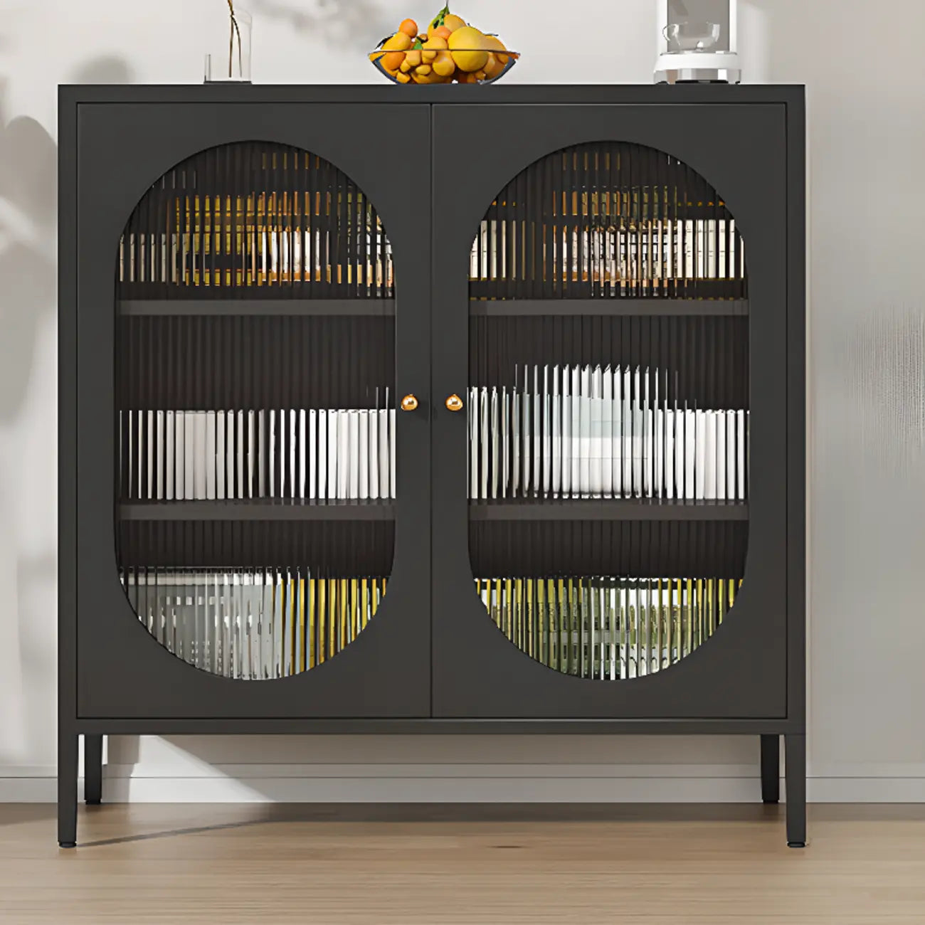 Buffet moderne en métal avec étagère réglable, 2/3 portes