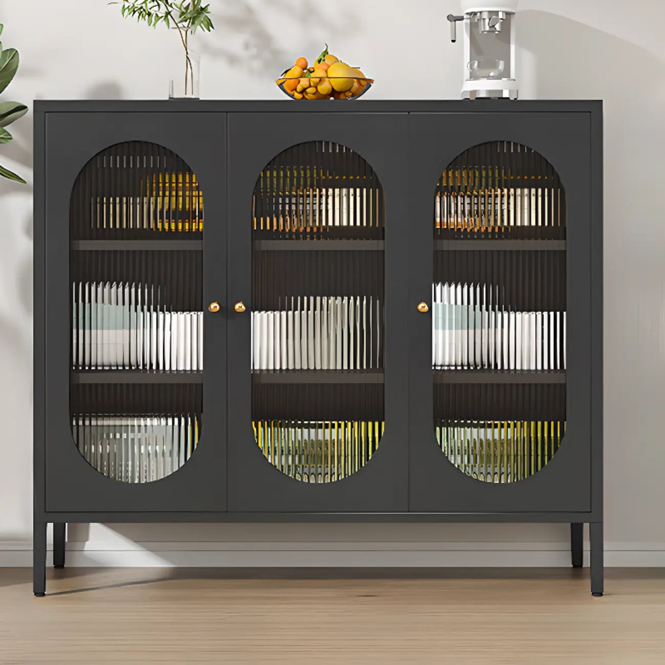 Buffet moderne en métal avec étagère réglable, 2/3 portes