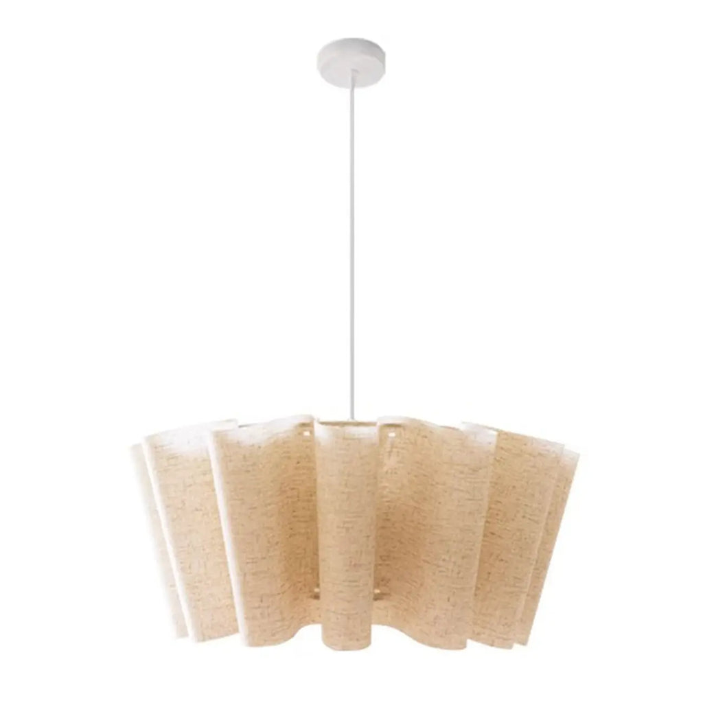 Lustre moderne en lin blanc à motif ondulé