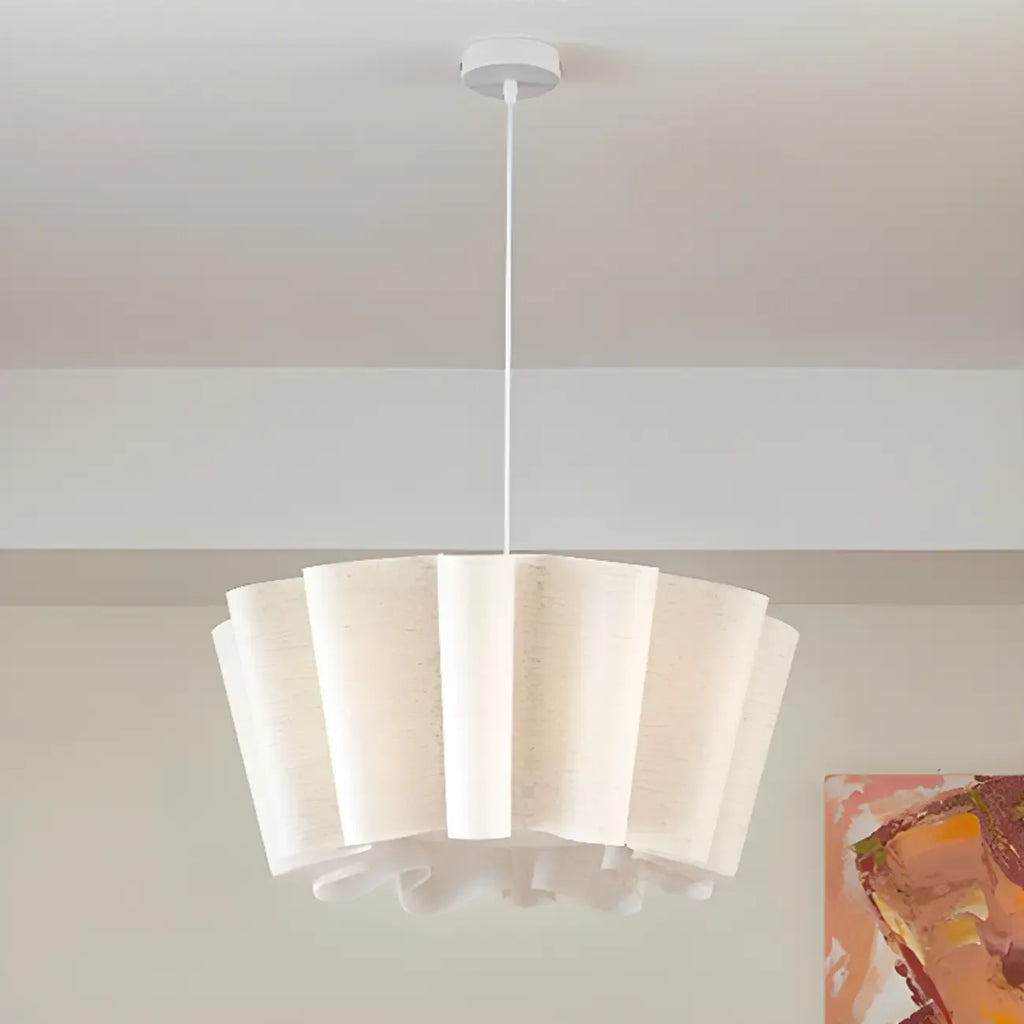 Lustre moderne en lin blanc à motif ondulé