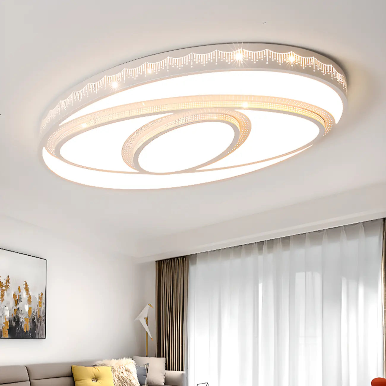 Plafonnier à 3 lumières avec abat-jour en alliage PMMA blanc pour salon symétrique