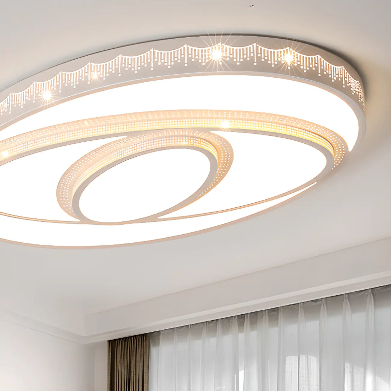 Plafonnier à 3 lumières avec abat-jour en alliage PMMA blanc pour salon symétrique