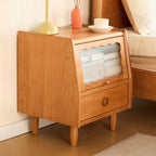Table de chevet traditionnelle en bois avec tiroirs