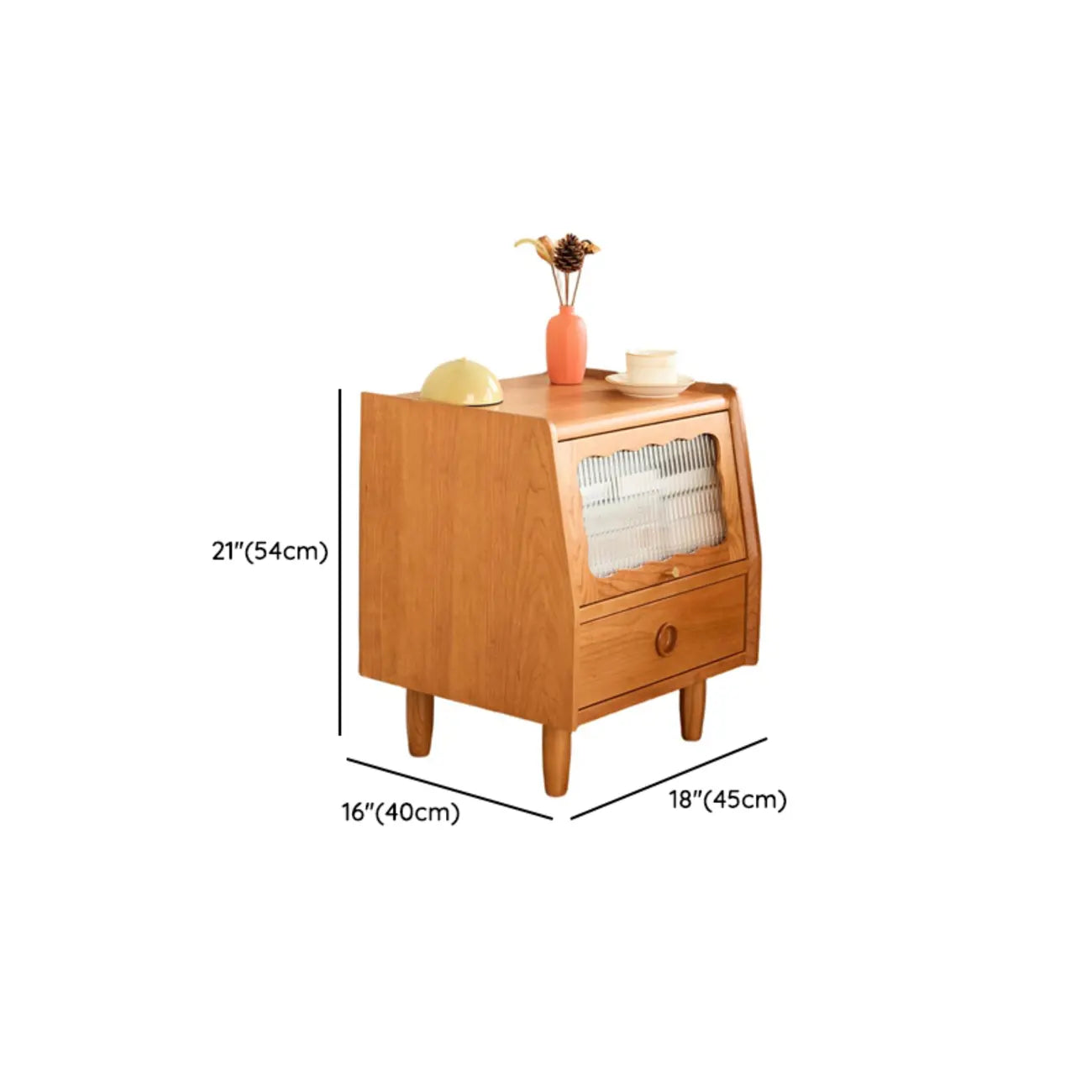 Table de chevet traditionnelle en bois avec tiroirs
