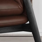 Fauteuil de salon rembourré en cuir véritable marron