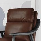 Fauteuil de salon rembourré en cuir véritable marron