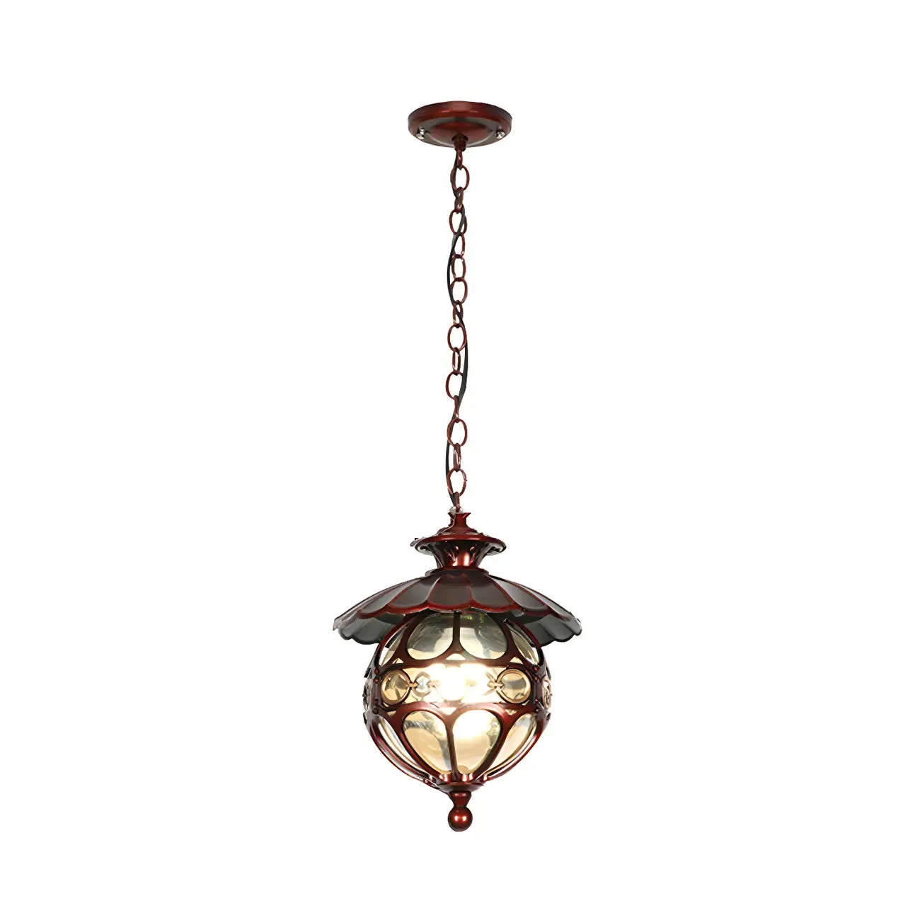 Suspension d'extérieur vintage en verre et bronze avec globe