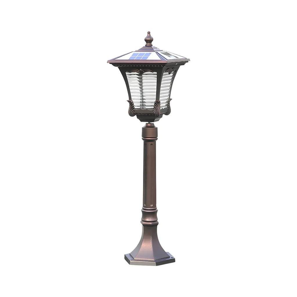 Éclairage paysager LED vintage en verre côtelé carré évasé pour allée