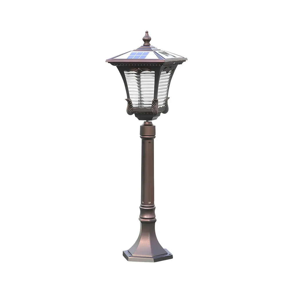 Éclairage paysager LED vintage en verre côtelé carré évasé pour allée