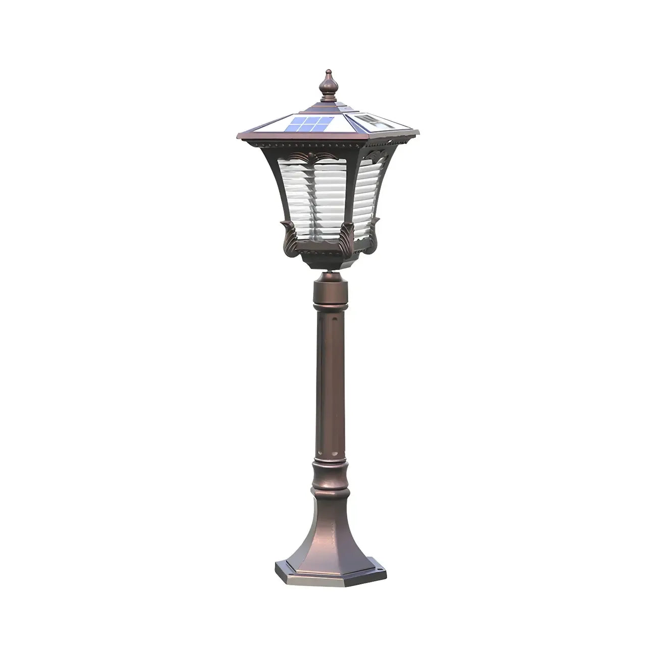 Éclairage paysager LED vintage en verre côtelé carré évasé pour allée