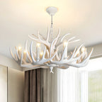 Lustre candélabre rustique unique en résine avec bois de cerf