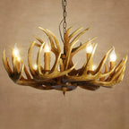 Lustre candélabre rustique unique en résine avec bois de cerf